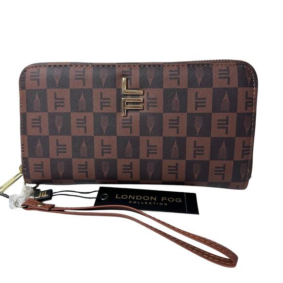 New London Fog cognac brown Amelia Wristlet wallet - Picture 2 of 7